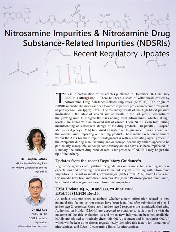 Nitrosamine Impurities -Reg Updates Publication - New Scientific ...